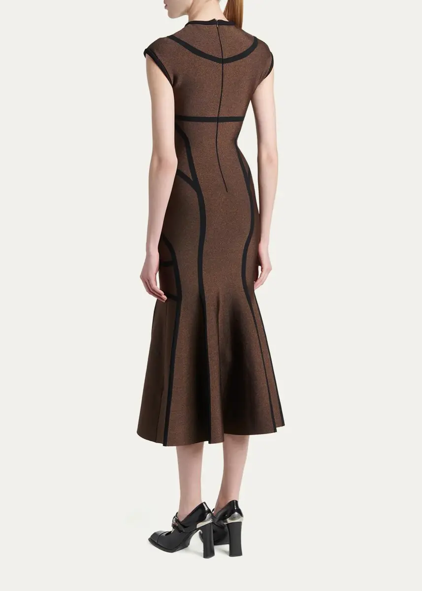 Alexander McQueen Geometric Trumpet Midi Dress | Thumbnail 3