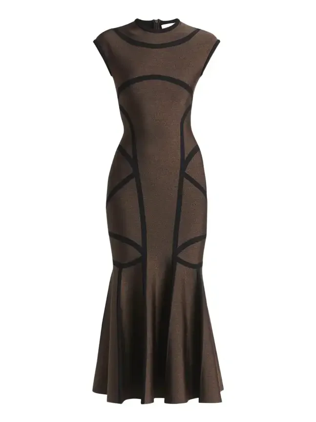 Geometric Trumpet Midi Dress