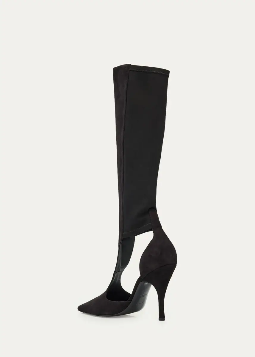 Alaïa 100mm Court Cutout Suede Knee-High Boots | Thumbnail 2 Alaïa 100mm Court Cutout Suede Knee-High Boots | Thumbnail 2