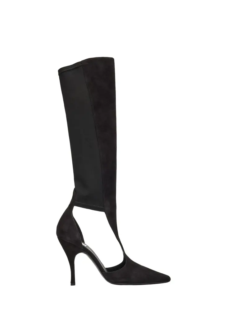 100mm Court Cutout Suede Knee-High Boots