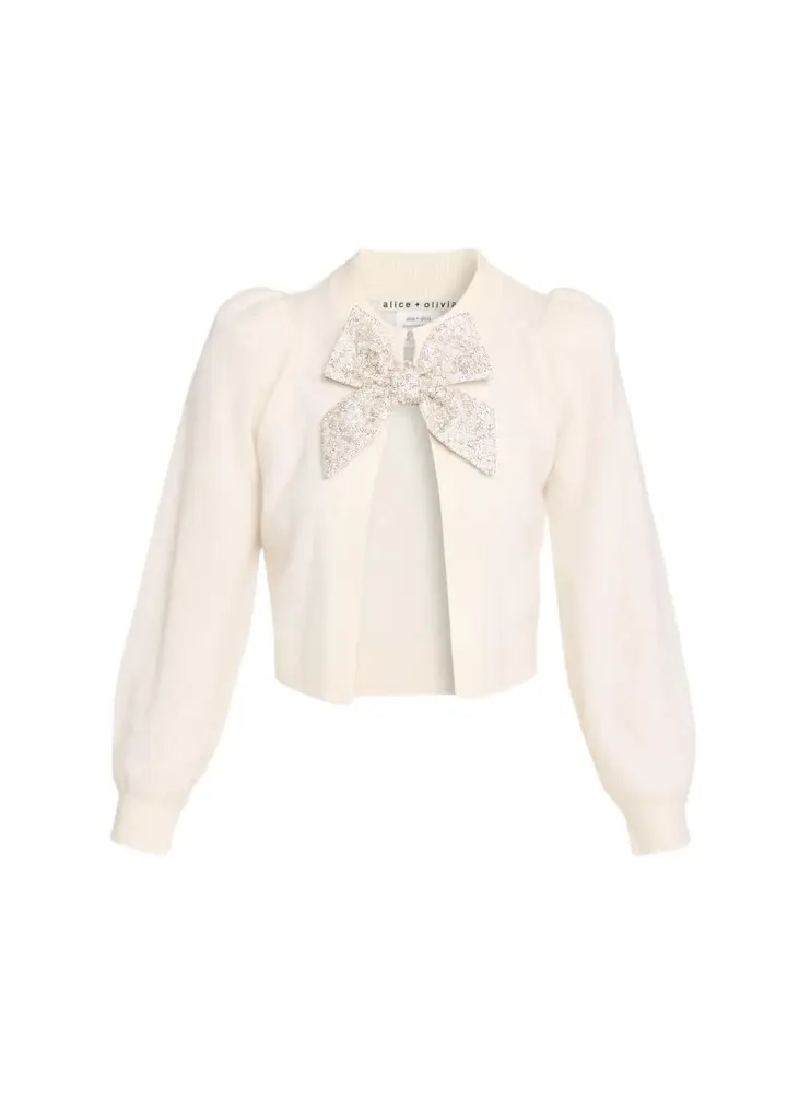 Alice + Olivia Kitty Puff-Sleeve Cardigan