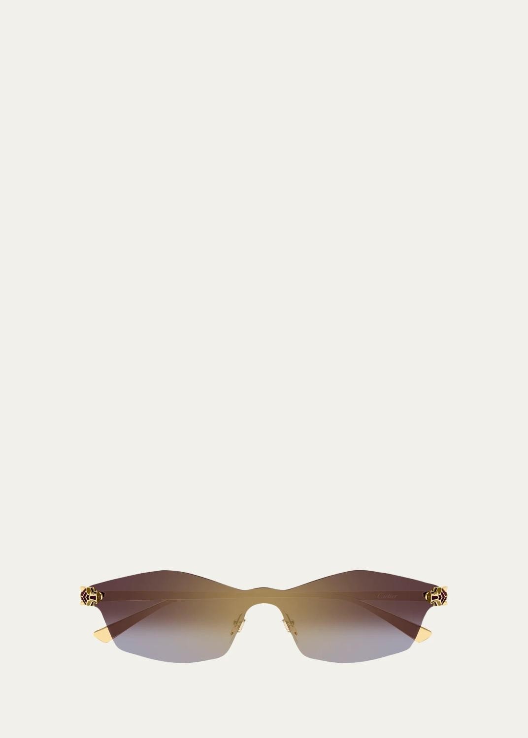 Panthère Classic 24k Gold-Plated Rimless Shield Sunglasses Panthère Classic 24k Gold-Plated Rimless Shield Sunglasses