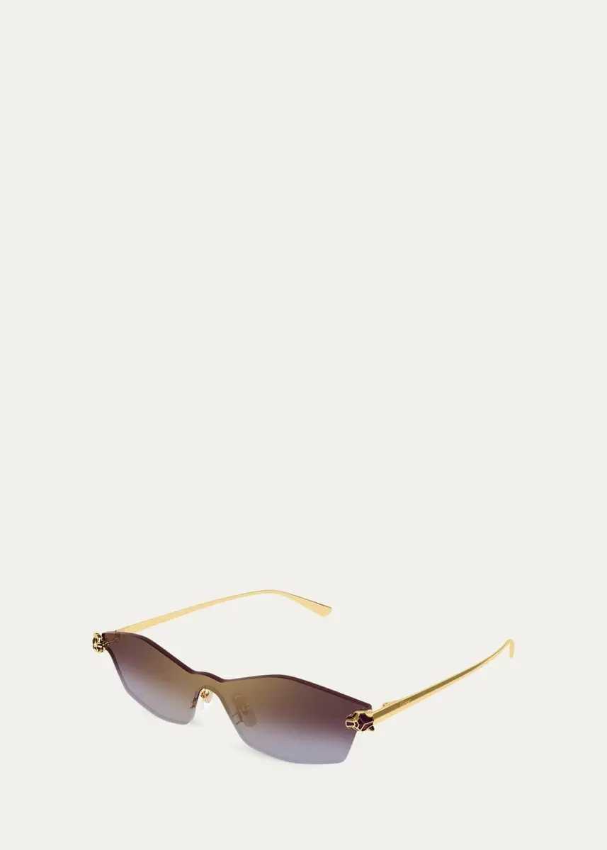 Cartier Panthère Classic 24k Gold-Plated Rimless Shield Sunglasses | Thumbnail 2 Cartier Panthère Classic 24k Gold-Plated Rimless Shield Sunglasses | Thumbnail 2