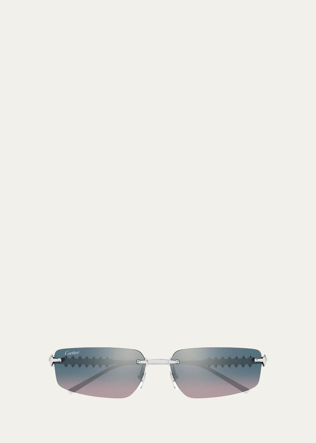 Cartier Men's Studded Titanium and Nylon Rectangle Sunglasses