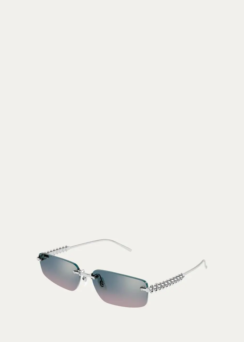 Cartier Men's Studded Titanium and Nylon Rectangle Sunglasses | Thumbnail 2 Cartier Men's Studded Titanium and Nylon Rectangle Sunglasses | Thumbnail 2