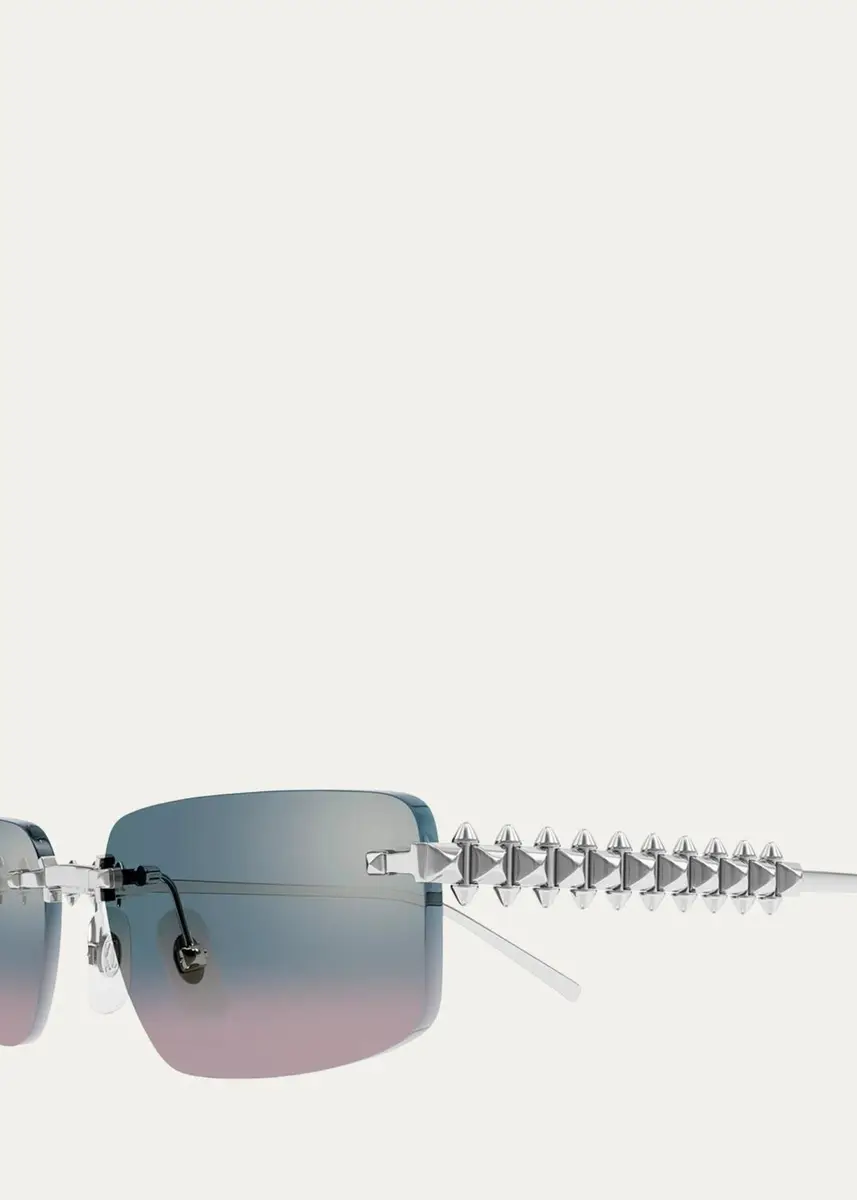 Cartier Men's Studded Titanium and Nylon Rectangle Sunglasses | Thumbnail 3 Cartier Men's Studded Titanium and Nylon Rectangle Sunglasses | Thumbnail 3