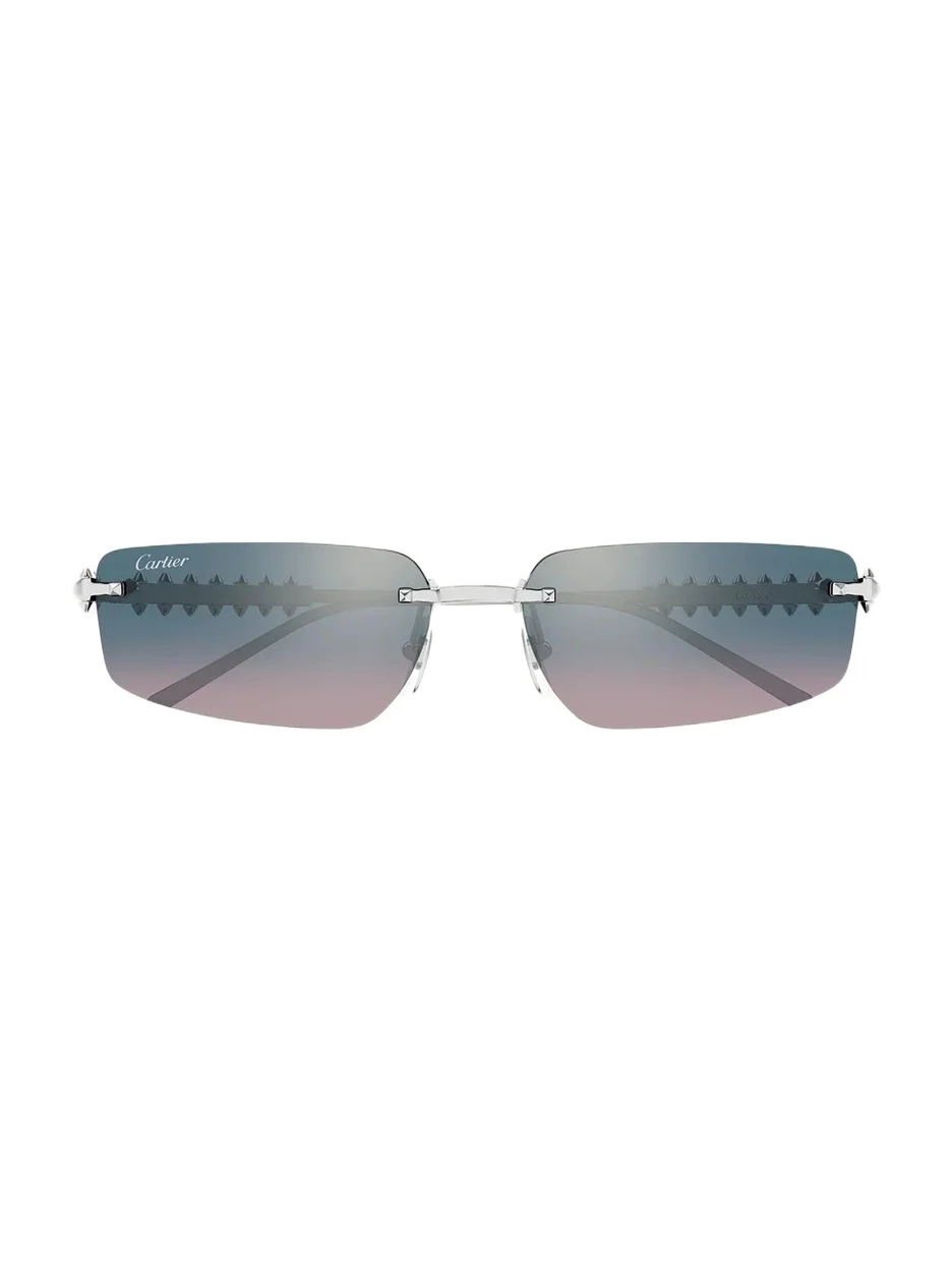 Cartier Men's Studded Titanium and Nylon Rectangle Sunglasses