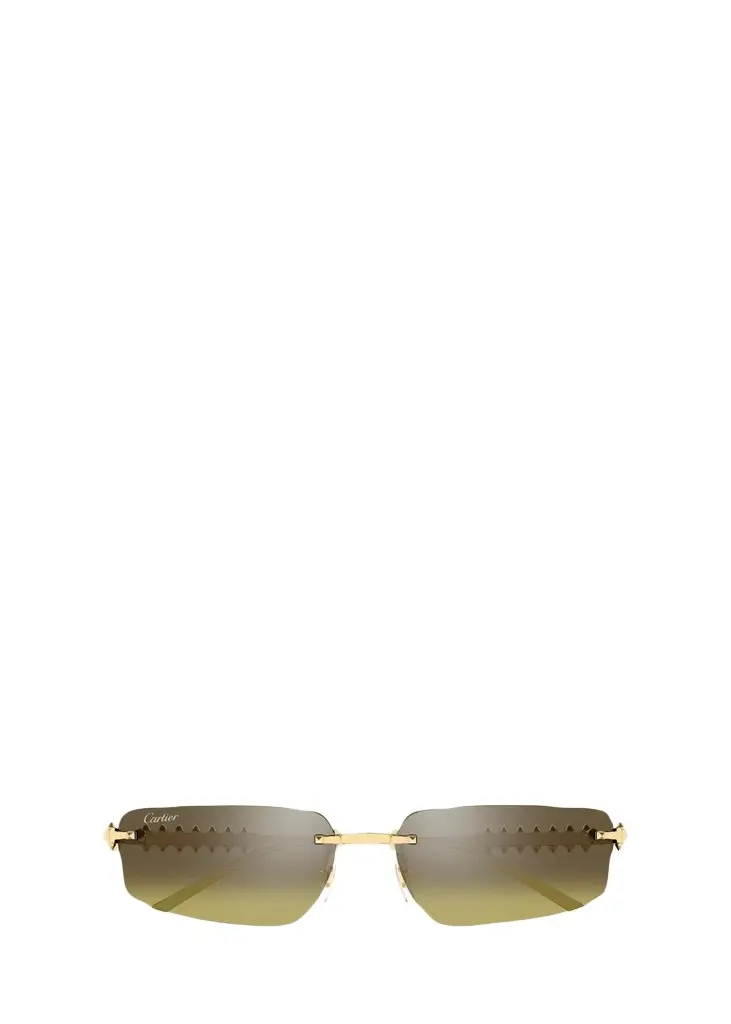 Cartier Men's Studded Metal and Nylon Rectangle Sunglasses