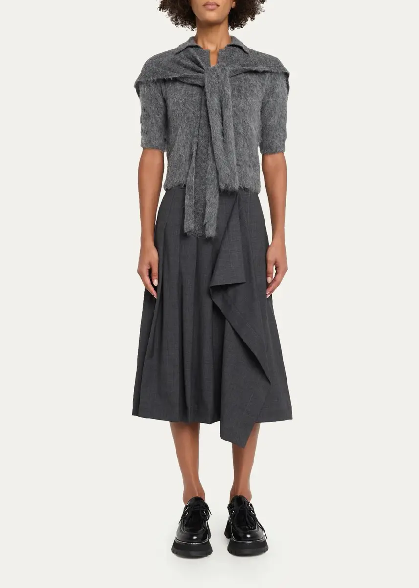 Monse Cropped Polo Knit Sweater with Scarf | Thumbnail 2 Monse Cropped Polo Knit Sweater with Scarf | Thumbnail 2