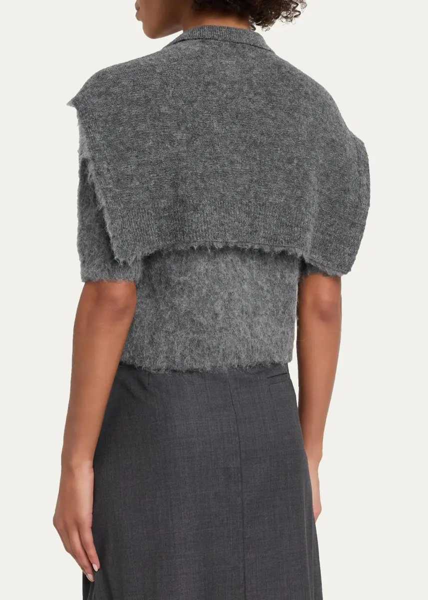 Monse Cropped Polo Knit Sweater with Scarf | Thumbnail 3 Monse Cropped Polo Knit Sweater with Scarf | Thumbnail 3