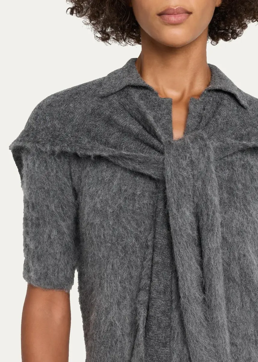 Monse Cropped Polo Knit Sweater with Scarf | Thumbnail 5 Monse Cropped Polo Knit Sweater with Scarf | Thumbnail 5