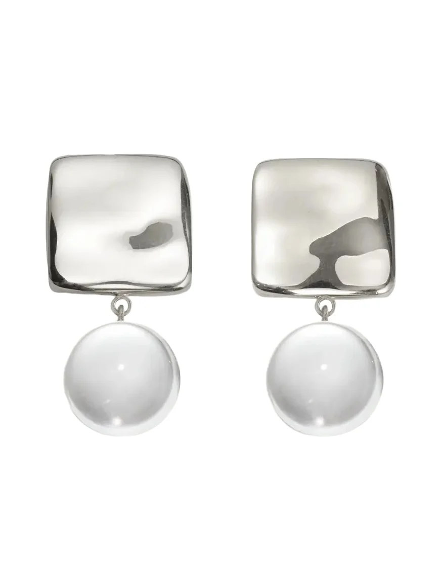 Luca Earrings with Quartz, Silver Luca Earrings with Quartz, Silver