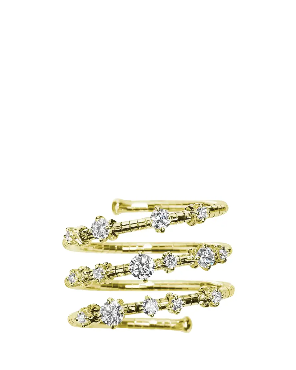 MATTIA CIELO 18K Yellow Gold Diamond 3-Row Wrap Ring | Thumbnail 2 MATTIA CIELO 18K Yellow Gold Diamond 3-Row Wrap Ring | Thumbnail 2