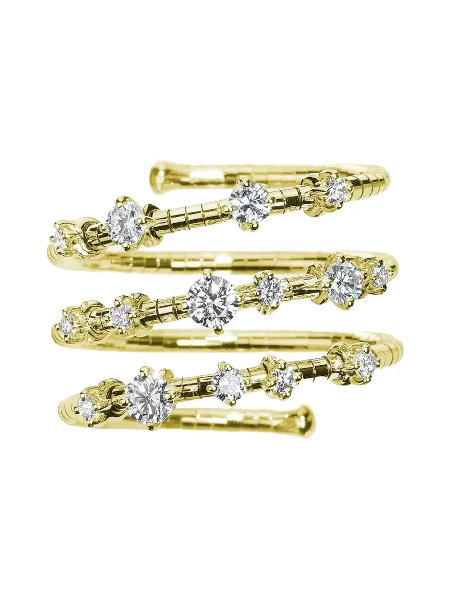 MATTIA CIELO 18K Yellow Gold Diamond 3-Row Wrap Ring