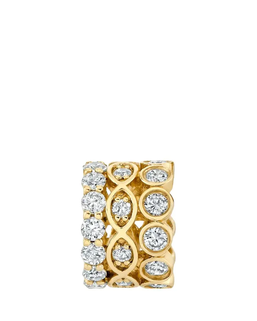 14K Yellow Gold Diamond Trio Chain Ring 14K Yellow Gold Diamond Trio Chain Ring