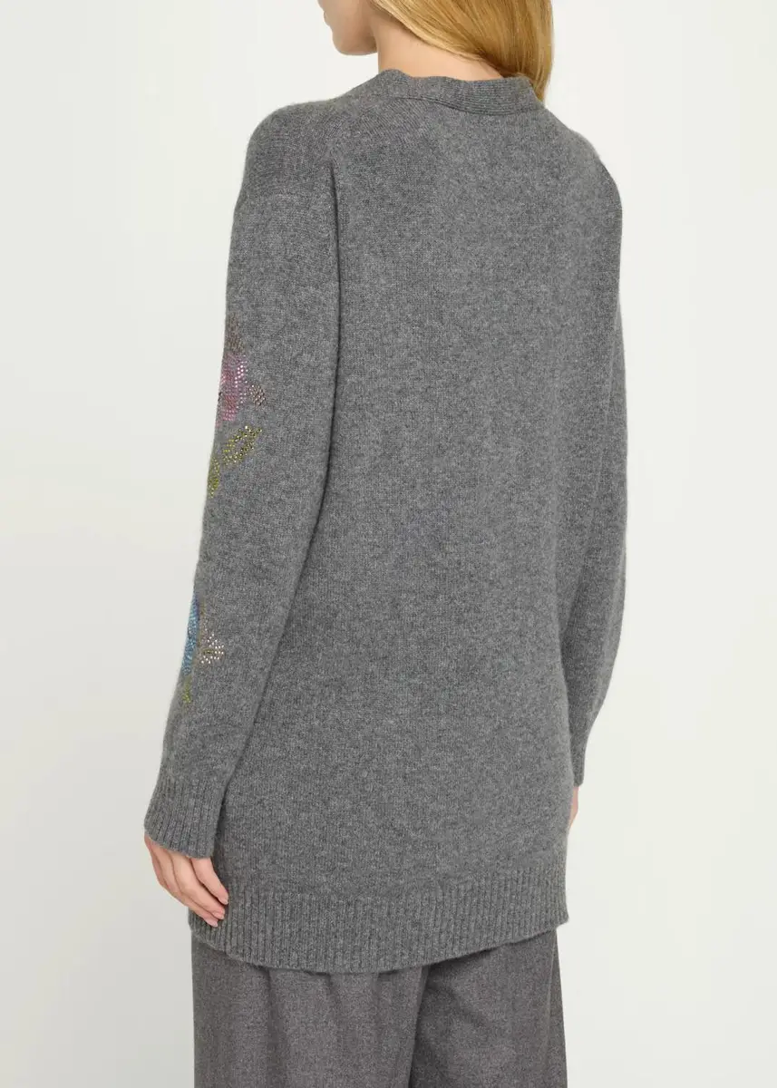 Libertine Mosaic Floral Embellished Cashmere V-Neck Cardigan | Thumbnail 3 Libertine Mosaic Floral Embellished Cashmere V-Neck Cardigan | Thumbnail 3