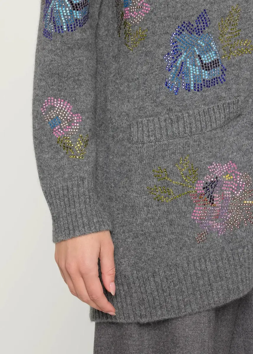 Libertine Mosaic Floral Embellished Cashmere V-Neck Cardigan | Thumbnail 5 Libertine Mosaic Floral Embellished Cashmere V-Neck Cardigan | Thumbnail 5