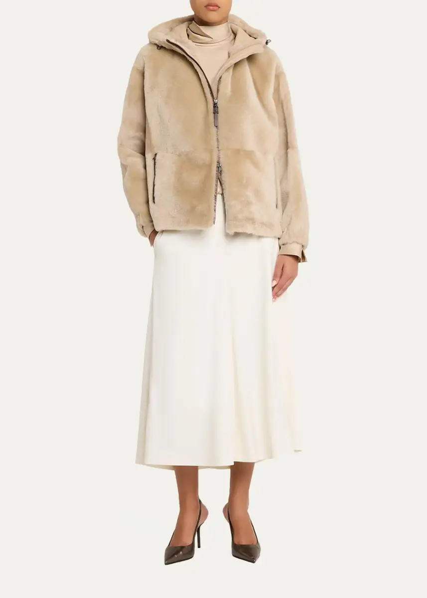 Brunello Cucinelli Fluid Silk Satin Long-Sleeve Bubble Blouse | Thumbnail 2 Brunello Cucinelli Fluid Silk Satin Long-Sleeve Bubble Blouse | Thumbnail 2
