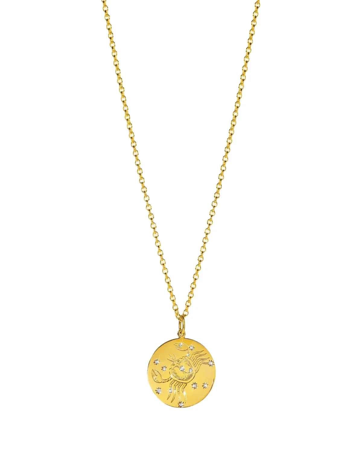 18K Yellow Gold Diamond Zodiac Necklace, Cancer 18K Yellow Gold Diamond Zodiac Necklace, Cancer