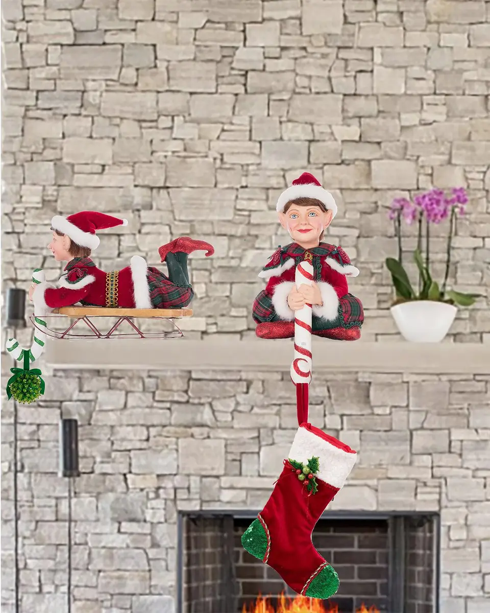Katherine 's Collection Sitting Elf with Giftbox Stocking Holder | Thumbnail 2
