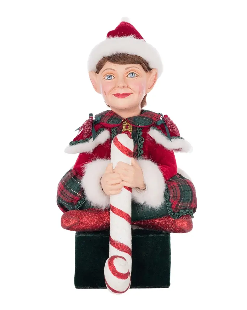 Sitting Elf with Giftbox Stocking Holder