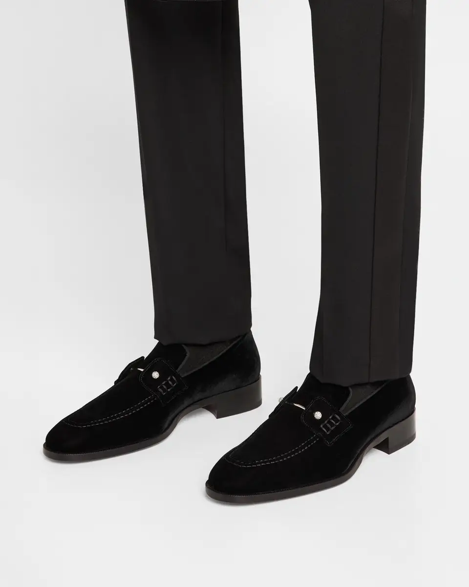 Christian Louboutin Men's Chambelimoc Night Strass Velvet Loafers | Thumbnail 2 Christian Louboutin Men's Chambelimoc Night Strass Velvet Loafers | Thumbnail 2