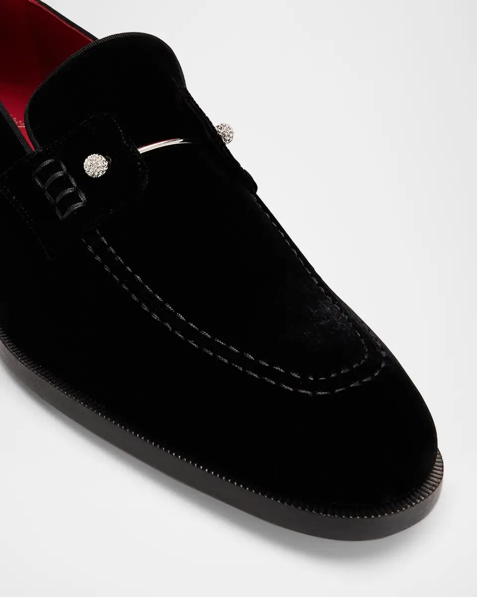 Christian Louboutin Men's Chambelimoc Night Strass Velvet Loafers | Thumbnail 6 Christian Louboutin Men's Chambelimoc Night Strass Velvet Loafers | Thumbnail 6
