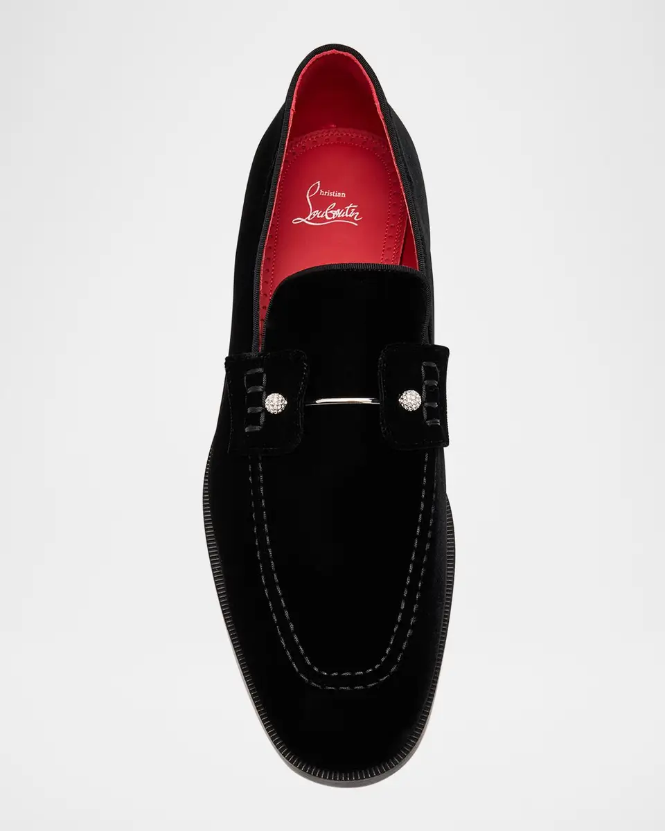 Christian Louboutin Men's Chambelimoc Night Strass Velvet Loafers | Thumbnail 7 Christian Louboutin Men's Chambelimoc Night Strass Velvet Loafers | Thumbnail 7