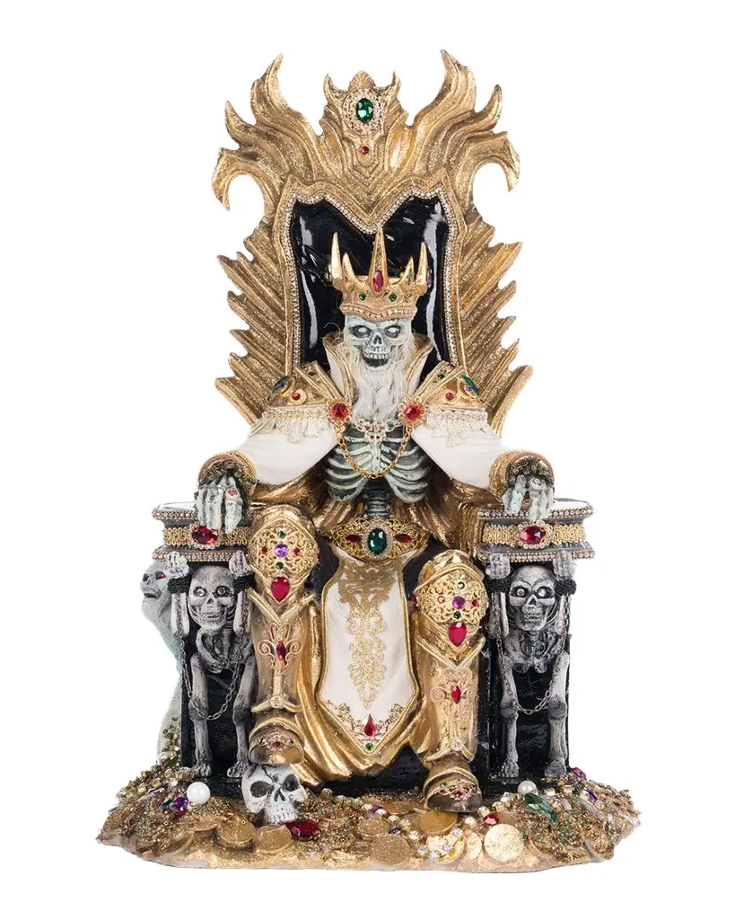 Katherine 's Collection Captain Skully Swashbuckler Pirate King in Chair Halloween Figurine