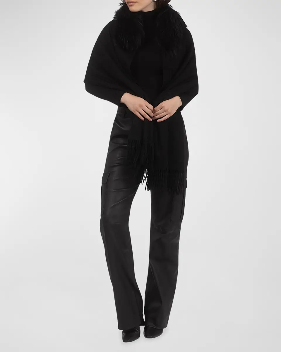 Gorski Cashmere & Lamb Shearling Stole | Thumbnail 2 Gorski Cashmere & Lamb Shearling Stole | Thumbnail 2
