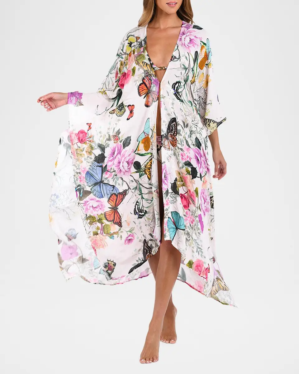 L'Agence Kara Butterfly Maxi Kimono | Thumbnail 4
