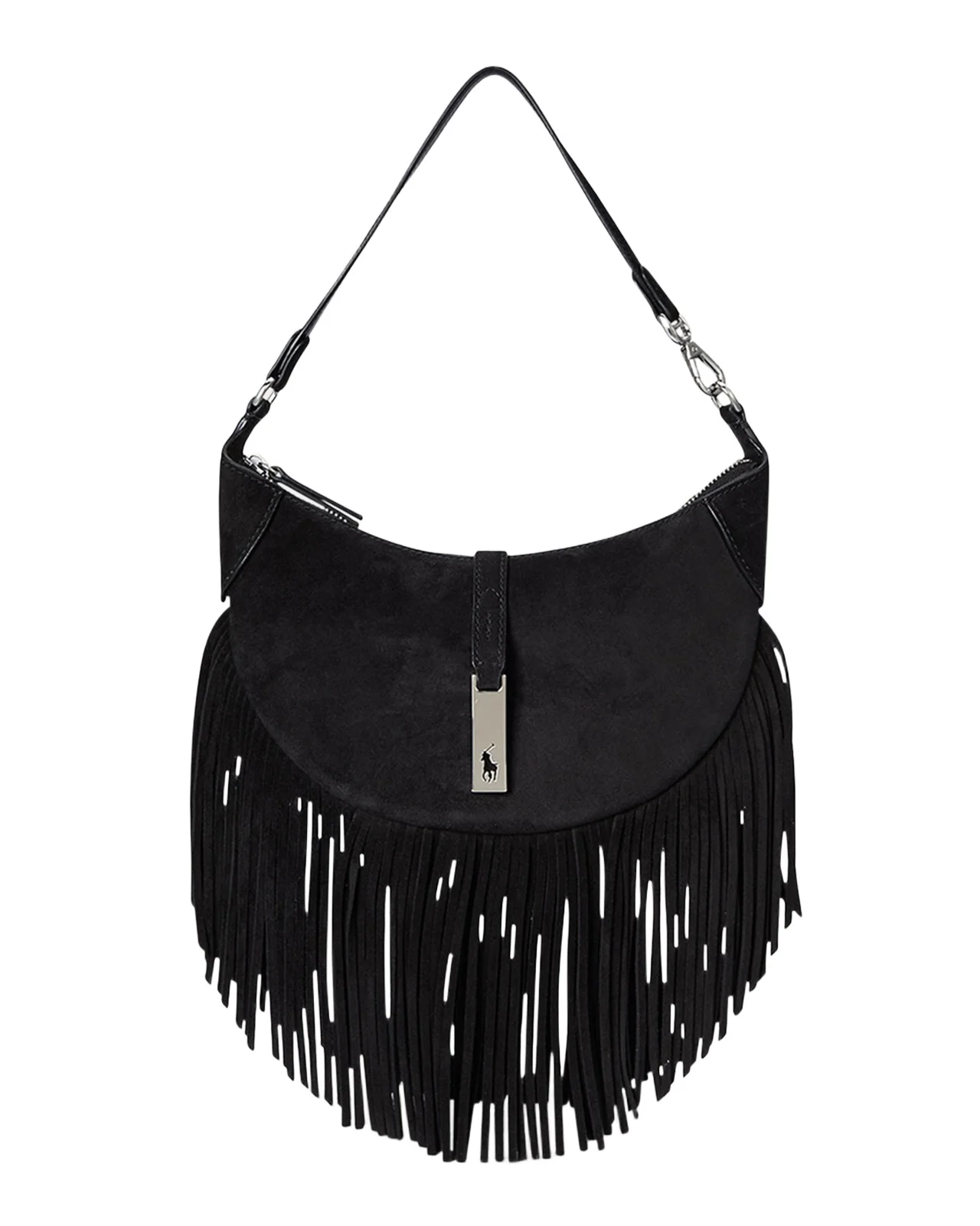 Polo ID Small Fringe Suede Shoulder Bag