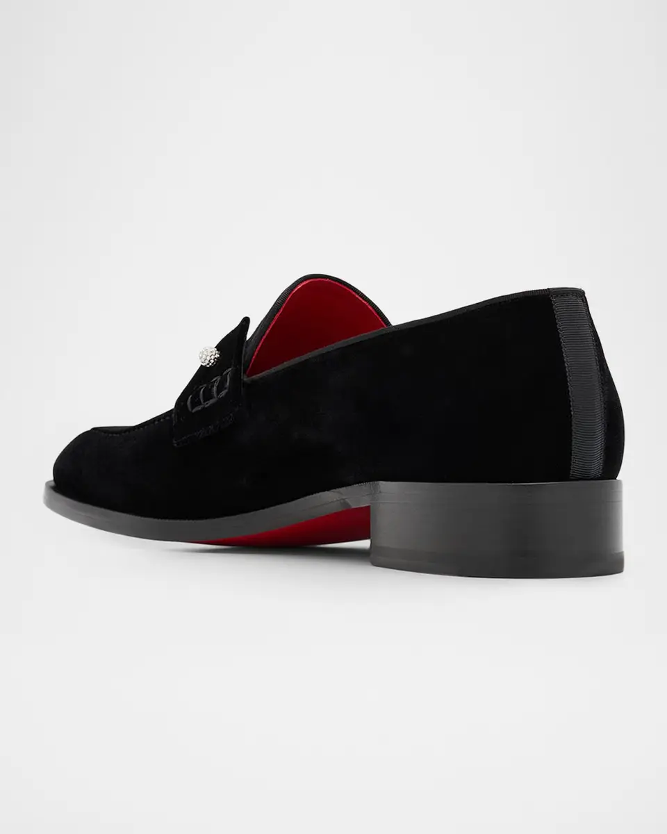 Christian Louboutin Men's Chambelimoc Night Strass Velvet Loafers | Thumbnail 2 Christian Louboutin Men's Chambelimoc Night Strass Velvet Loafers | Thumbnail 2