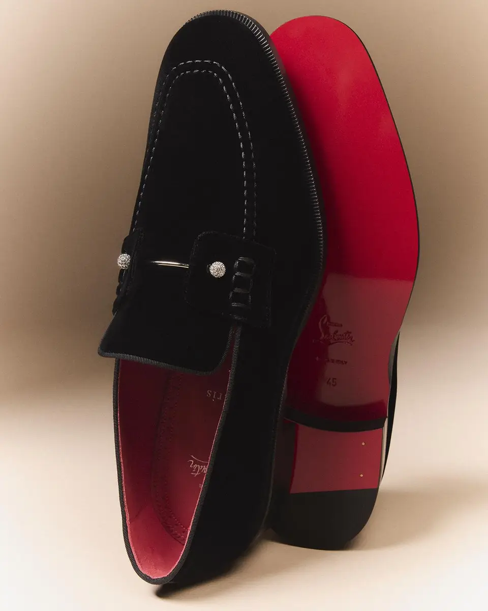 Christian Louboutin Men's Chambelimoc Night Strass Velvet Loafers | Thumbnail 3 Christian Louboutin Men's Chambelimoc Night Strass Velvet Loafers | Thumbnail 3
