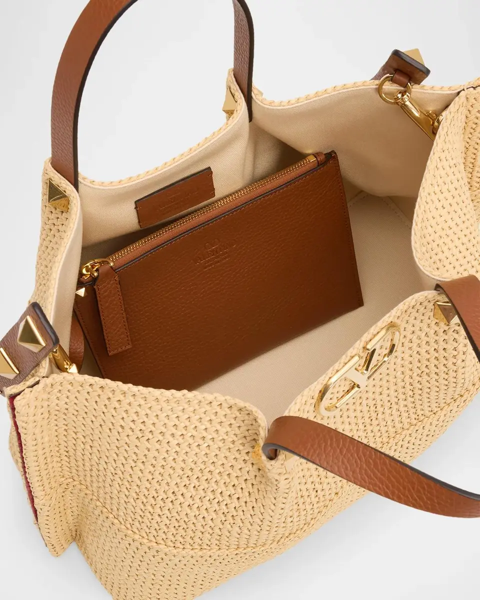 Valentino Garavani Summer Medium Vlogo Raffia Tote Bag | Thumbnail 4 Valentino Garavani Summer Medium Vlogo Raffia Tote Bag | Thumbnail 4