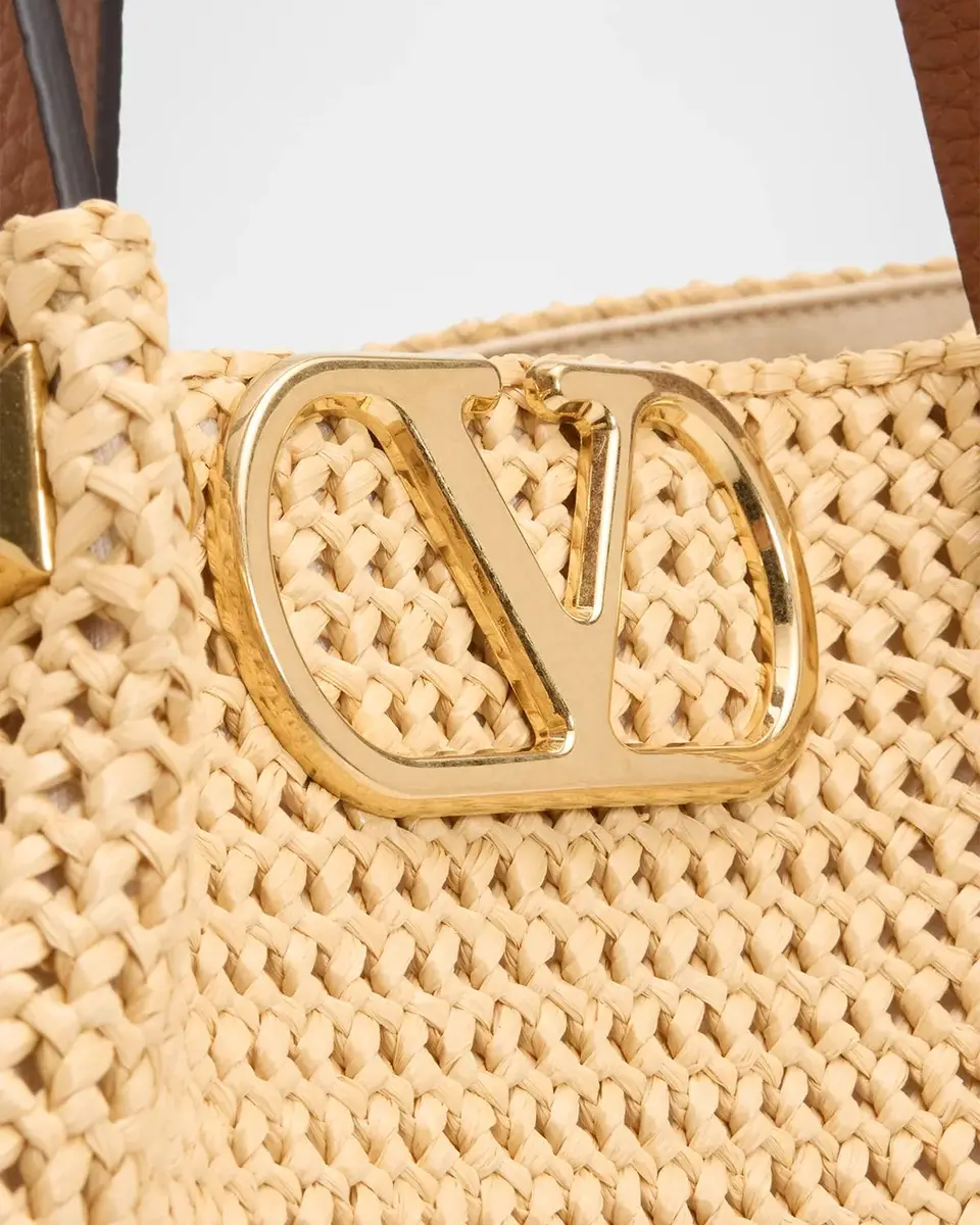 Valentino Garavani Summer Medium Vlogo Raffia Tote Bag | Thumbnail 6 Valentino Garavani Summer Medium Vlogo Raffia Tote Bag | Thumbnail 6