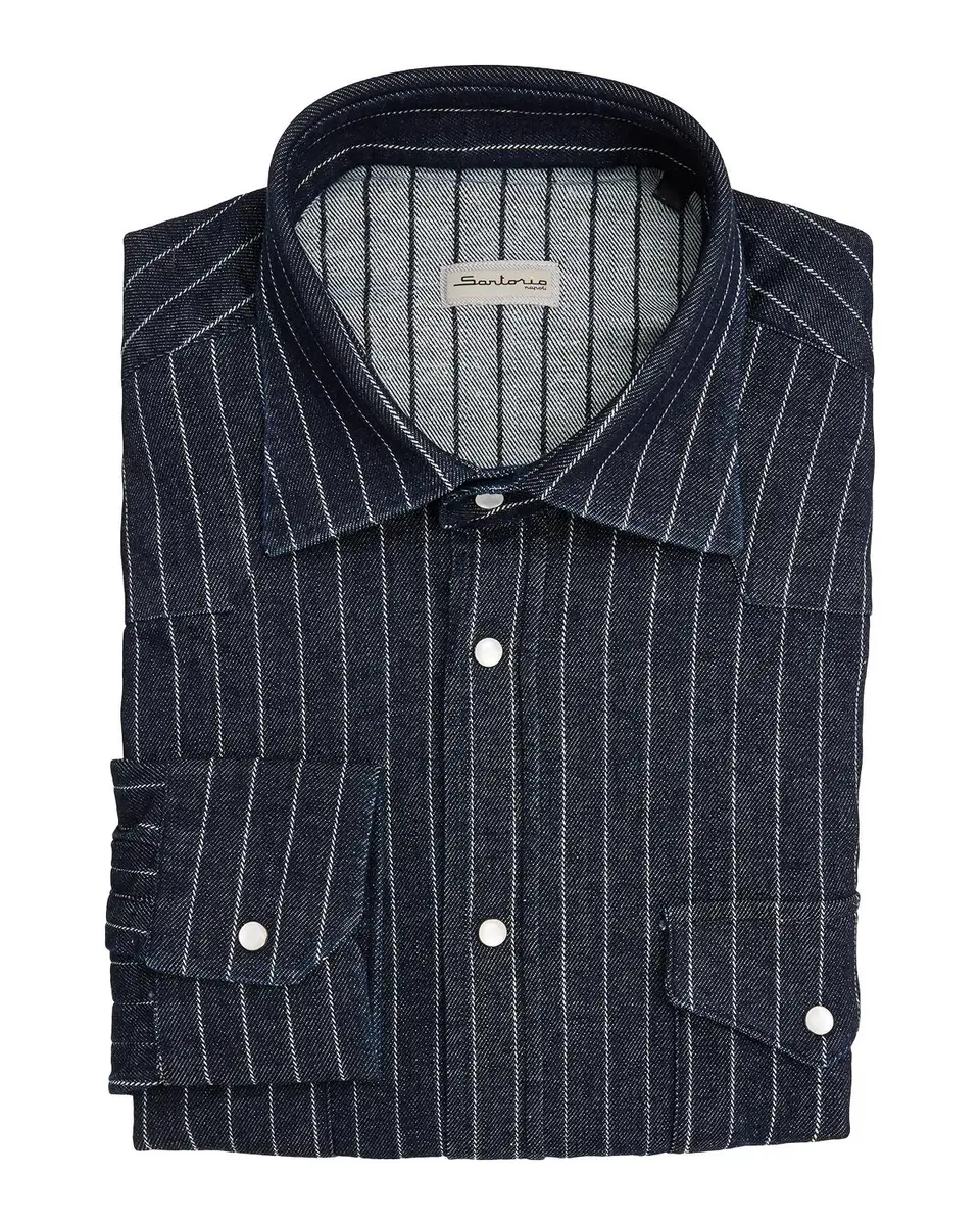 Sartorio Men's Texas Denim Stripe Western Shirt | Thumbnail 3 Sartorio Men's Texas Denim Stripe Western Shirt | Thumbnail 3