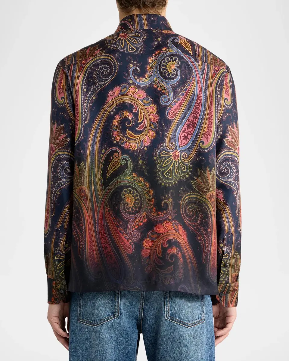 Etro Men's Silk Maxi-Paisley Button-Front Shirt | Thumbnail 2 Etro Men's Silk Maxi-Paisley Button-Front Shirt | Thumbnail 2