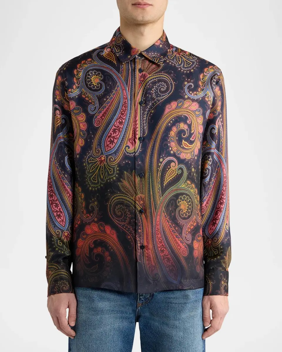Etro Men's Silk Maxi-Paisley Button-Front Shirt | Thumbnail 3 Etro Men's Silk Maxi-Paisley Button-Front Shirt | Thumbnail 3