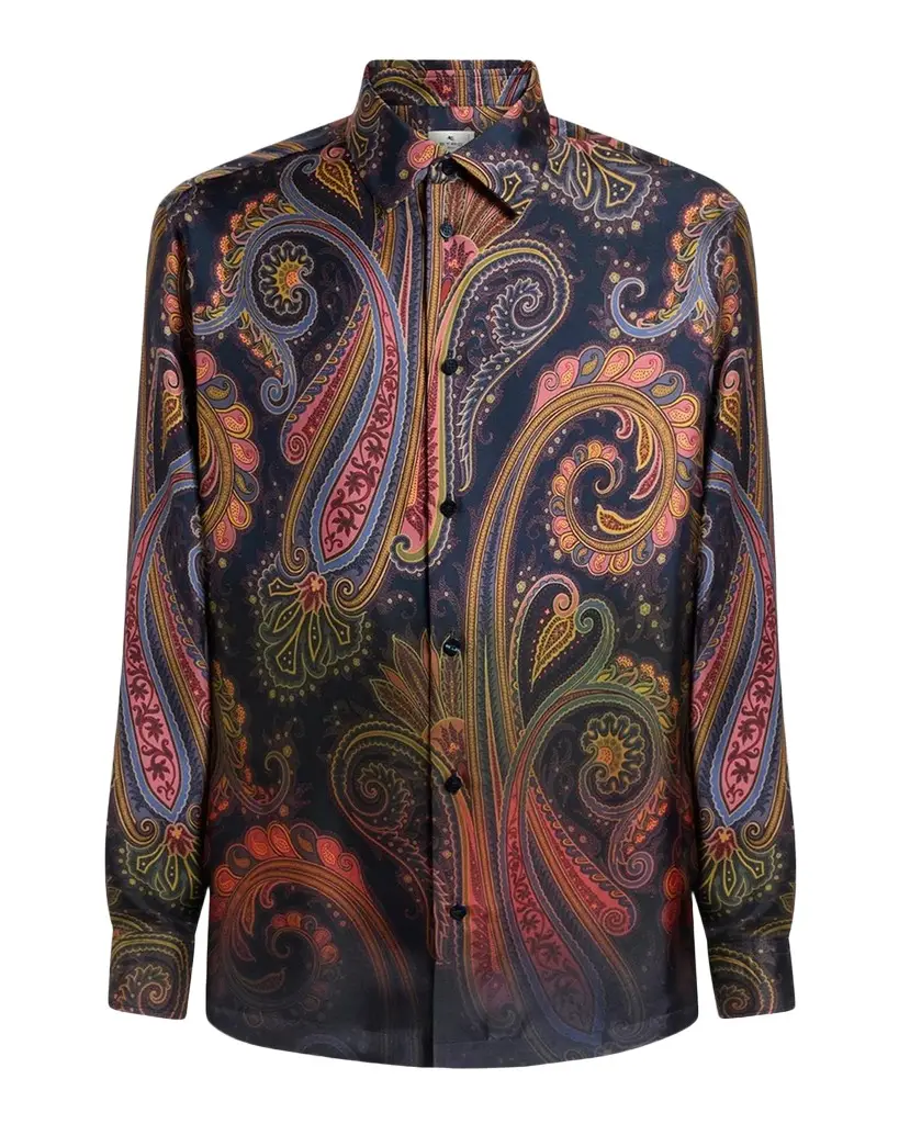 Men's Silk Maxi-Paisley Button-Front Shirt Men's Silk Maxi-Paisley Button-Front Shirt