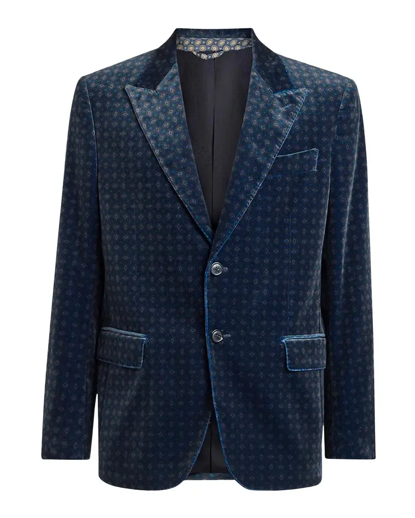 Etro Men's Milano Peak-Lapel Paisley Velvet Blazer