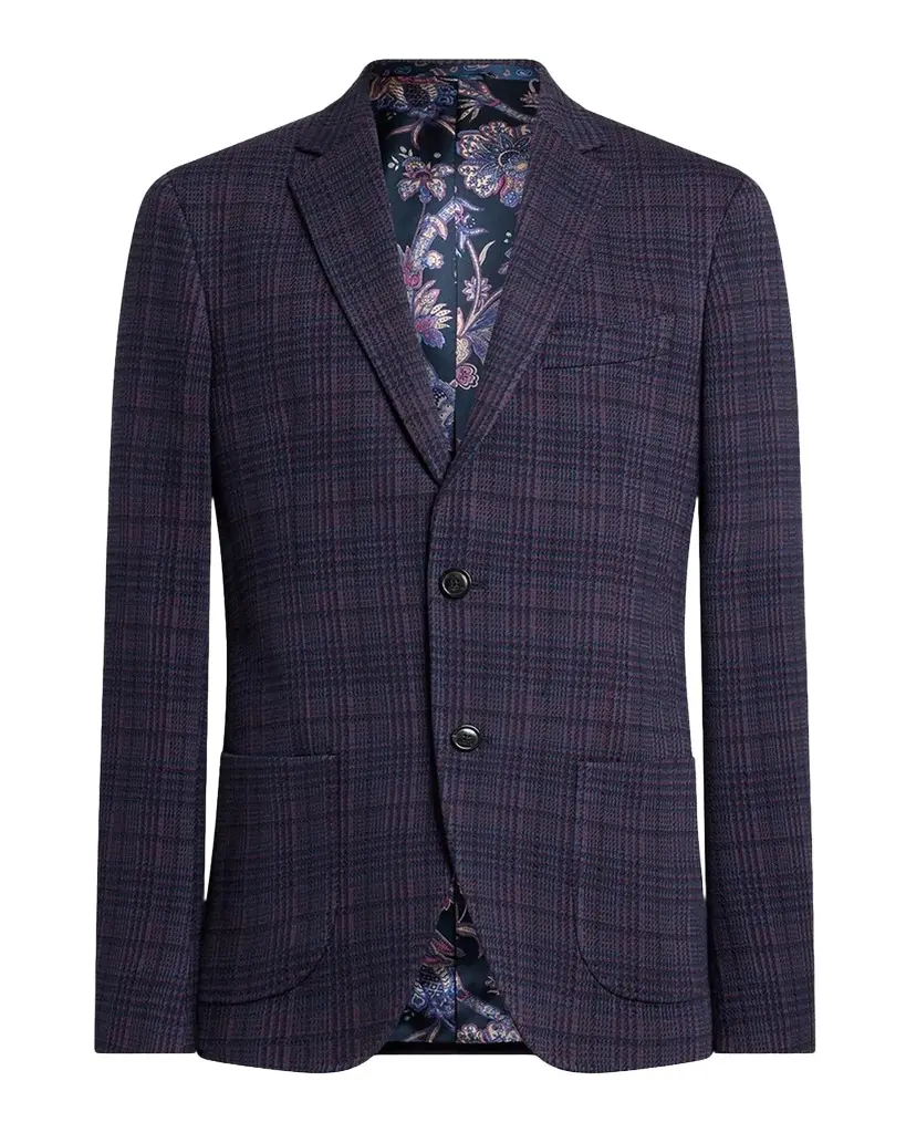 Men's Plaid Paisley-Lined Two-Button Sport Coat Men's Plaid Paisley-Lined Two-Button Sport Coat