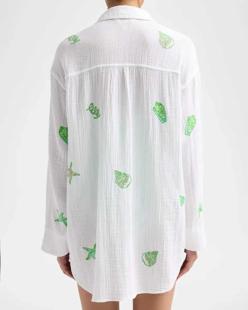 Lilly Pulitzer Kwitney Shore Embroidery Cotton Cover-Up Shirt | Thumbnail 3 Lilly Pulitzer Kwitney Shore Embroidery Cotton Cover-Up Shirt | Thumbnail 3