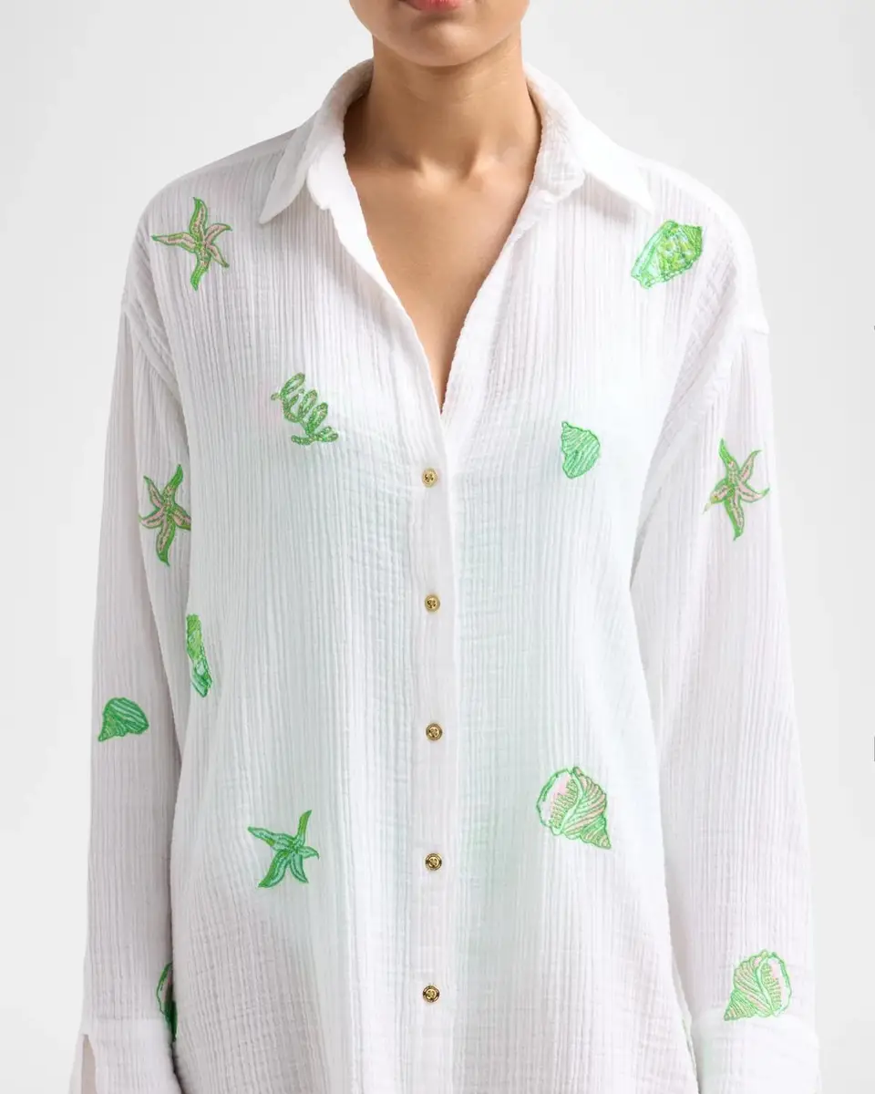 Lilly Pulitzer Kwitney Shore Embroidery Cotton Cover-Up Shirt | Thumbnail 5 Lilly Pulitzer Kwitney Shore Embroidery Cotton Cover-Up Shirt | Thumbnail 5