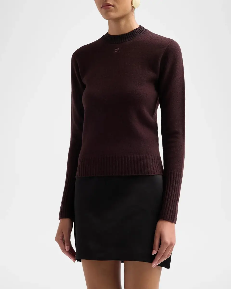 Courrèges Fitted Wool Crewneck Sweater | Thumbnail 4 Courrèges Fitted Wool Crewneck Sweater | Thumbnail 4