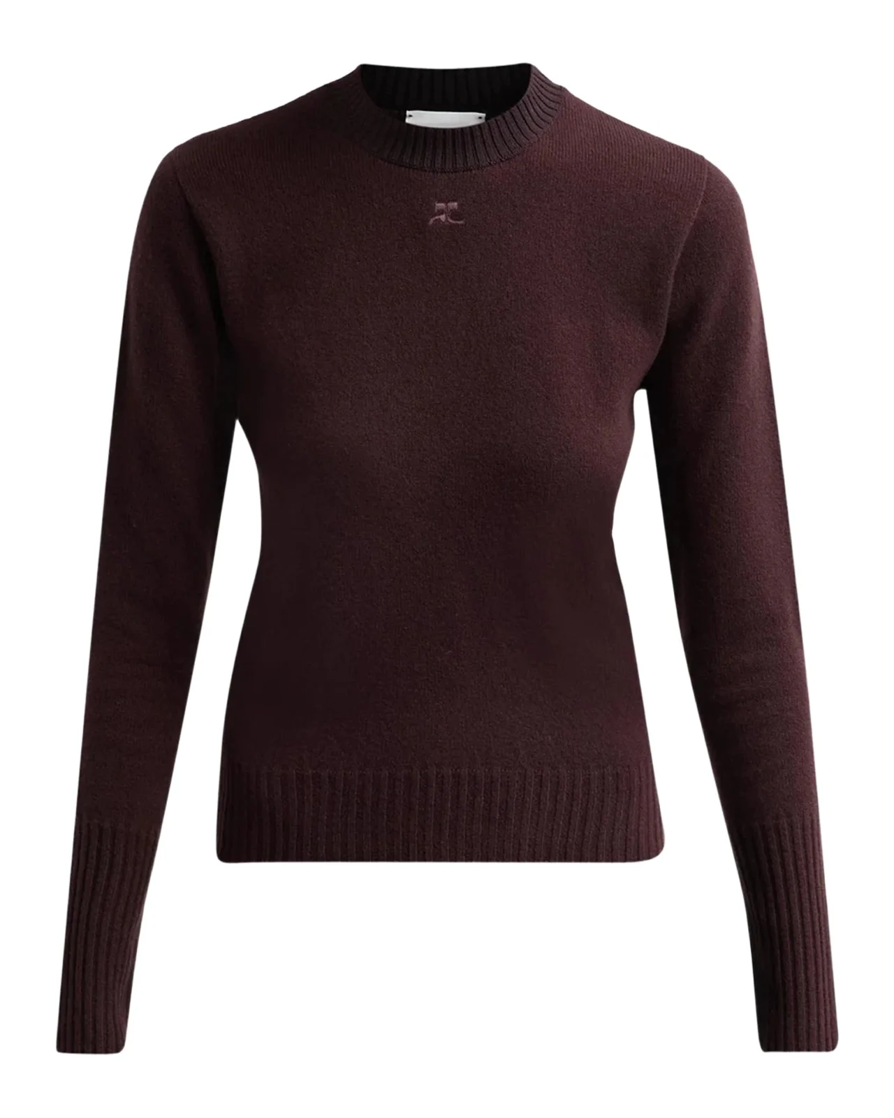 Courrèges Fitted Wool Crewneck Sweater