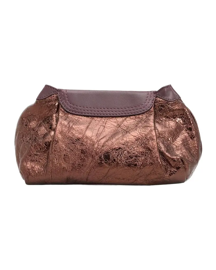 Dries Van Noten Small Metallic Leather Clutch Bag