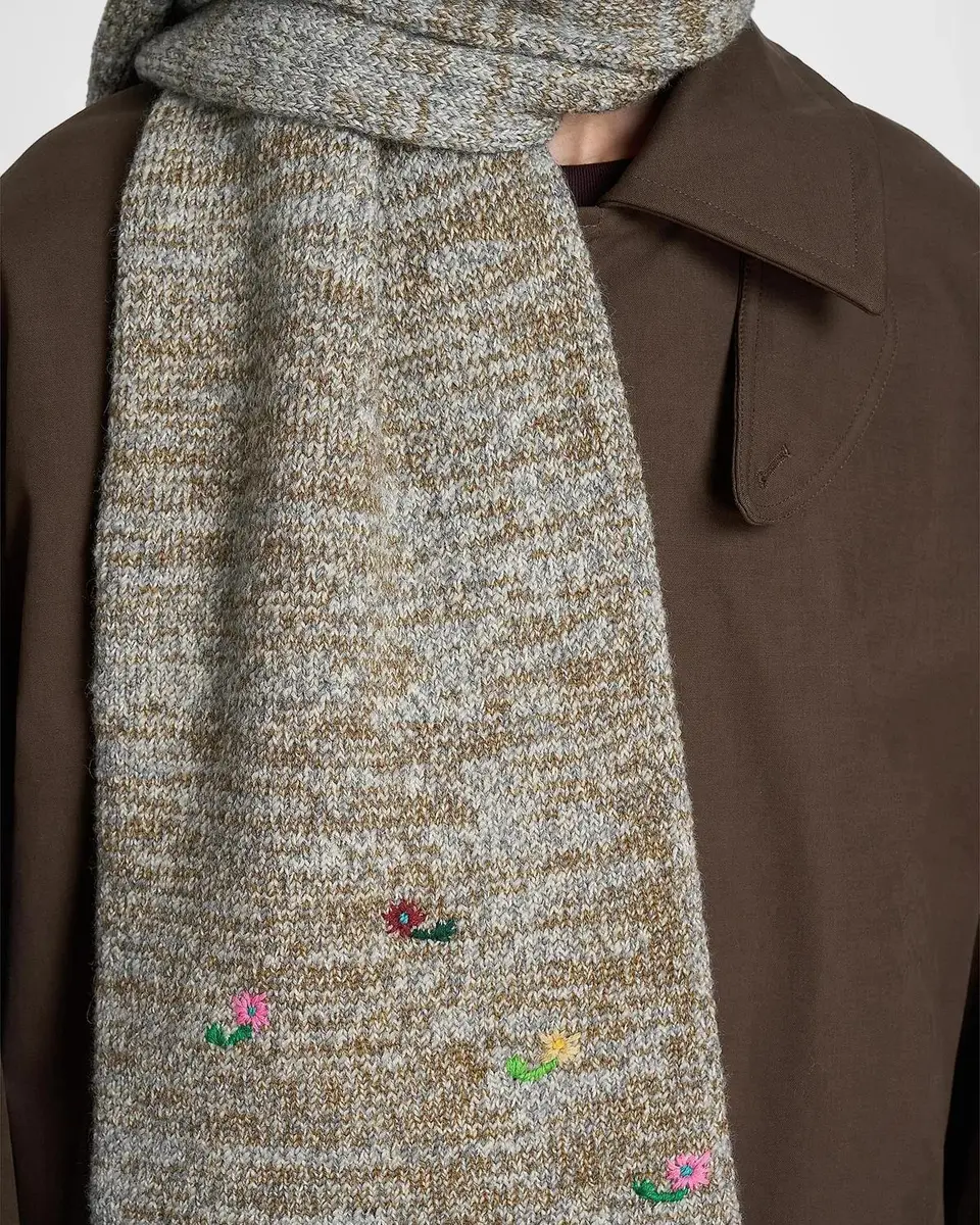 Dries Van Noten Maila Floral-Embroidered Wool-Blend Scarf | Thumbnail 2 Dries Van Noten Maila Floral-Embroidered Wool-Blend Scarf | Thumbnail 2