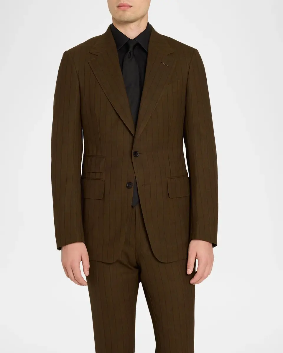 Tom Ford Men's Fresco Stripe Single-Breasted Suit | Thumbnail 3 Tom Ford Men's Fresco Stripe Single-Breasted Suit | Thumbnail 3