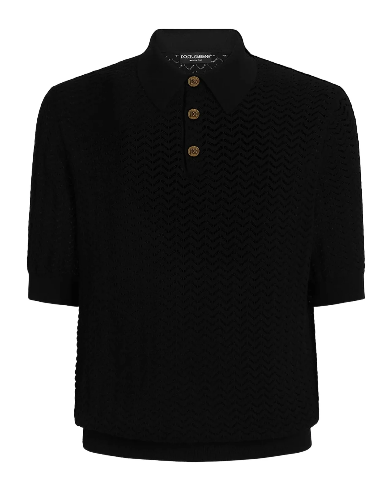 Dolce & Gabbana Men's Cotton Chevron Open-Knit Polo Shirt